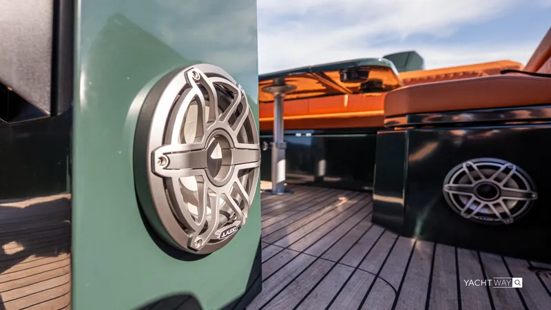 Slide: The Image of Luxury Skipper-BSK 38NC yacht deck with premium audio system, 2025 model. - 23