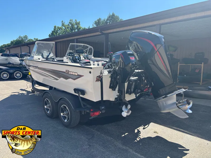 Slide: The Image of 2020 Ranger VX1888 WT boat with dual motors on a trailer at D&R Sports Center. - 2