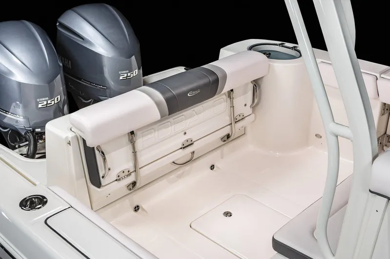 Slide: The Image of Manufacturer Provided Image: 2021 Robalo R272 Center Console boat with twin Yamaha 250 engines and foldable rear seating. - 30