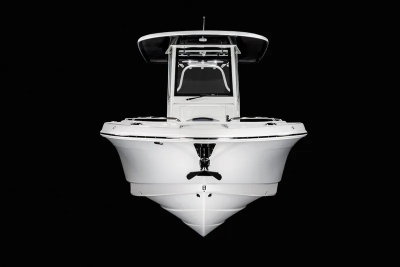 Slide: The Image of Manufacturer Provided Image: 2021 Robalo R272 Center Console boat front view on black background. - 35