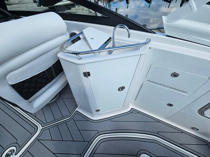 Slide: The Image of Luxury interior of 2025 Monterey M-45 boat with sleek seating and modern design. - 12