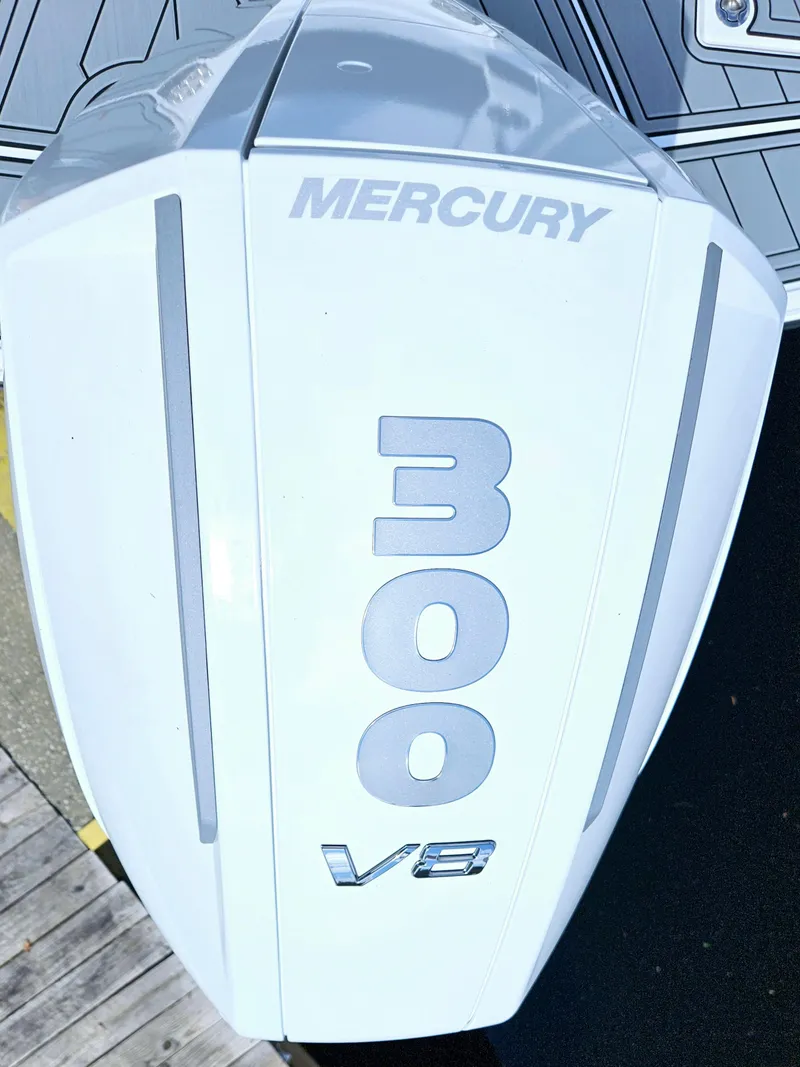 Slide: The Image of Mercury 300 V8 outboard engine on 2025 Monterey M-45 boat. - 7