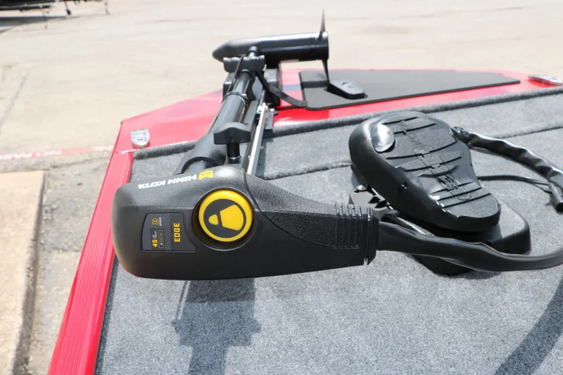 Slide: The Image of Minn Kota trolling motor on 2023 Bass Tracker Classix XL boat deck. - 14