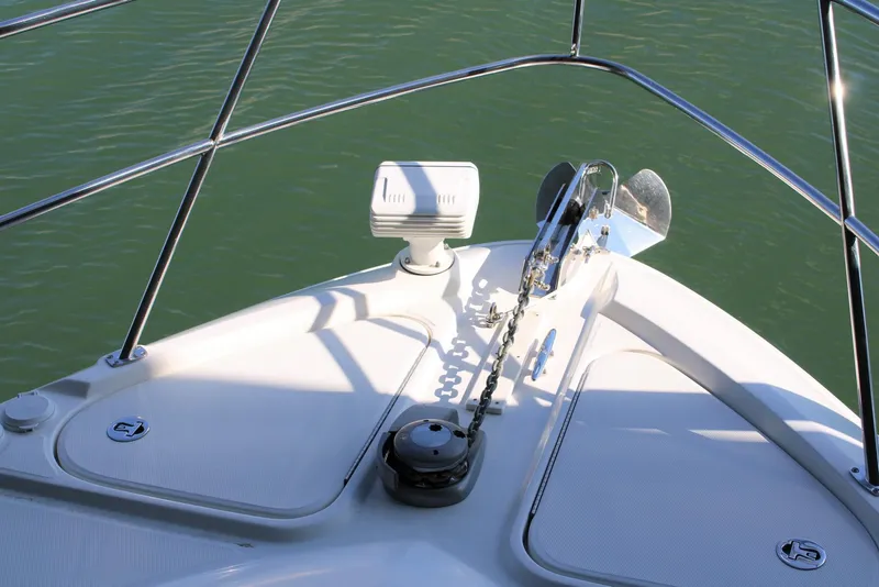 Slide: The Image of Bow of 2012 Sea Ray 450 Sundancer yacht with anchor and railing. - 34