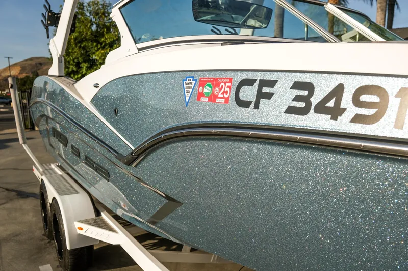 Slide: The Image of 2021 MB B23 Alpha boat with glittery finish and registration number CF 3491. - 7