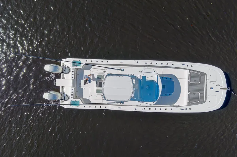 Slide: The Image of Aerial view of 2020 Tideline 365 Offshore boat on water. - 74