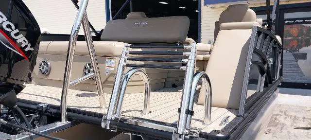 Slide: The Image of 2024 Sylvan Mirage 8520 CLZ DH pontoon boat with sleek design and comfortable seating. - 3