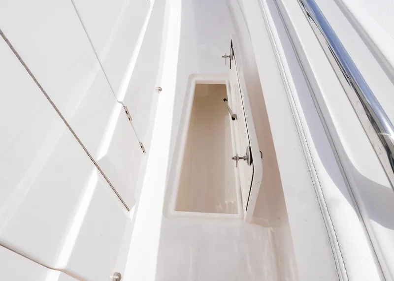 Slide: The Image of Open storage compartment on 2026 Blackwater 41 Sportfish boat deck. - 30