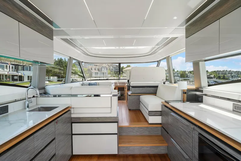 Slide: The Image of Interior of 2022 Tiara Yachts C49 Coupe, featuring modern design and luxurious amenities. - 17
