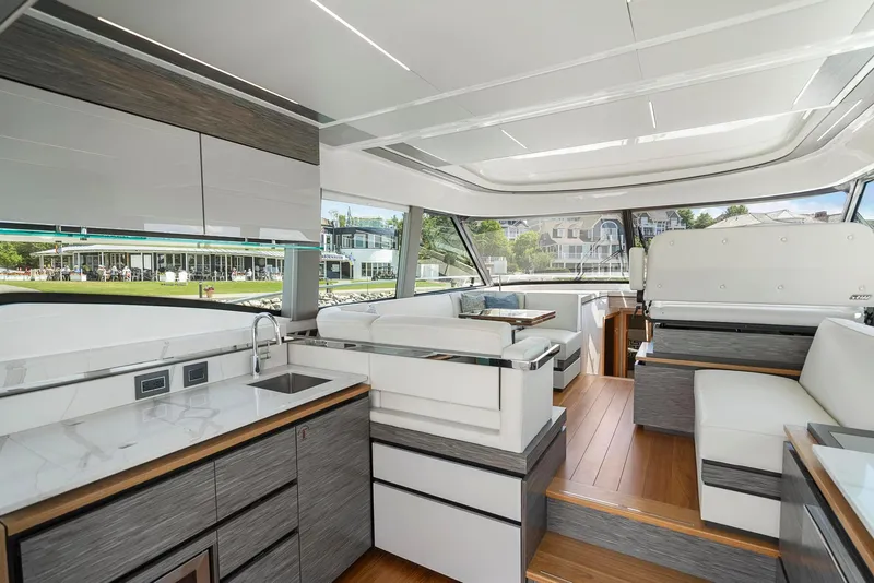 Slide: The Image of Luxurious interior of 2022 Tiara Yachts C49 Coupe with modern design and elegant finishes. - 18