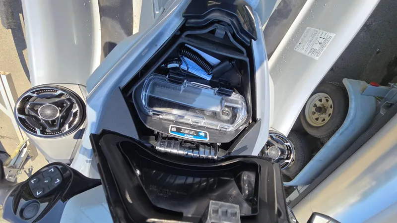 Slide: The Image of Open storage compartment of 2021 Sea-Doo GTX Limited 300 watercraft. - 10