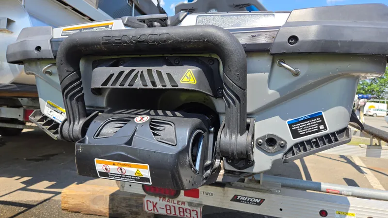 Slide: The Image of Rear view of a 2021 Sea-Doo GTX Limited 300 on a trailer. - 14