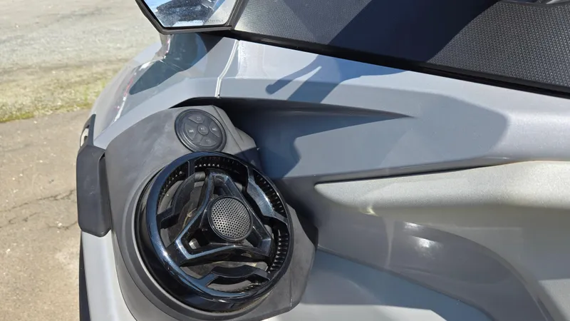 Slide: The Image of Close-up of 2021 Sea-Doo GTX Limited 300 speaker and control panel. - 7