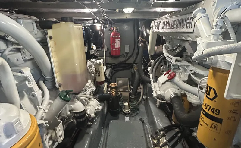 Slide: The Image of Engine room of 2002 Sea Ray 480 Motor Yacht with CAT Marine Power components. - 26
