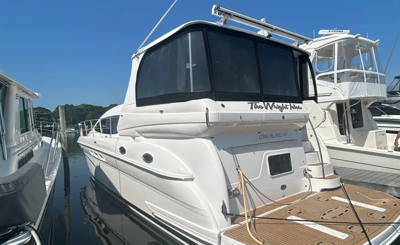 Slide: The Image of 2002 Sea Ray 480 Motor Yacht docked in Long Island marina. - 3