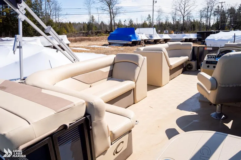 Slide: The Image of 2019 Crest CREST I 220 L pontoon boat interior with beige seating at Long Lake Marina. - 5