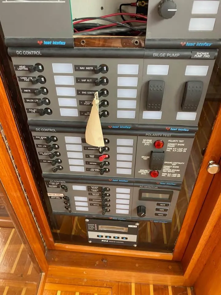 Slide: The Image of Electrical control panel on a 2003 Duffy 35 Downeast Flybridge Cruiser. - 5