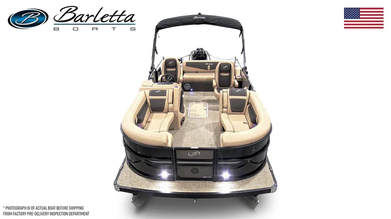 Slide: The Image of 2026 Barletta Cabrio 22QC pontoon boat with luxurious seating and sleek design. - 3