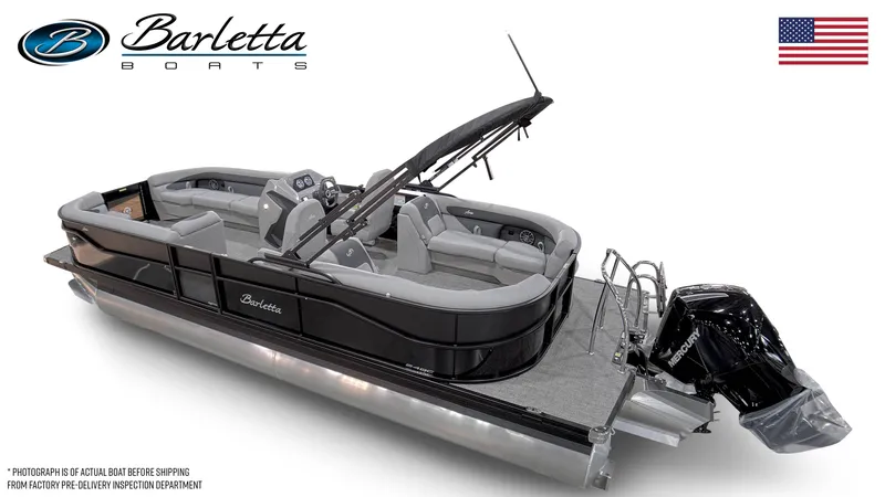 Slide: The Image of 2026 Barletta ARIA 22QC pontoon boat with sleek design and comfortable seating. - 3