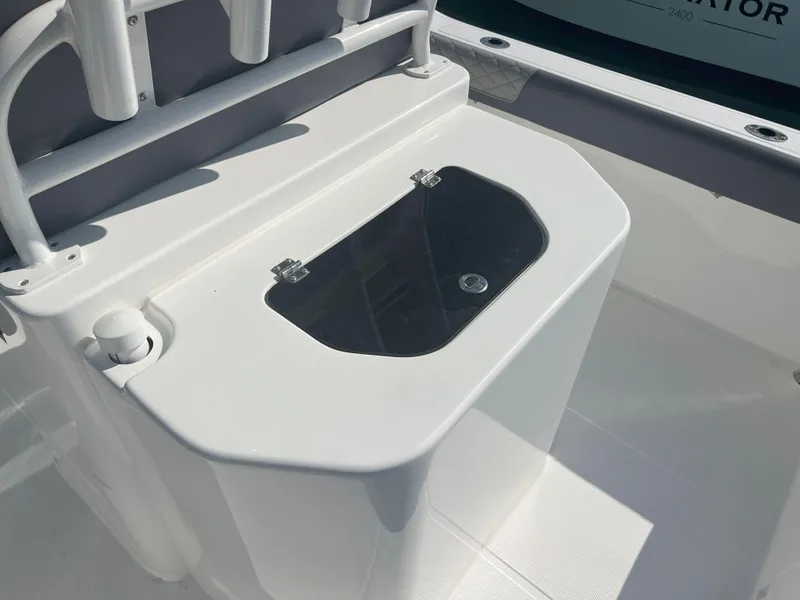 Slide: The Image of White Reflex Gladiator 2400 boat storage compartment, 2026 model, with a transparent lid. - 23