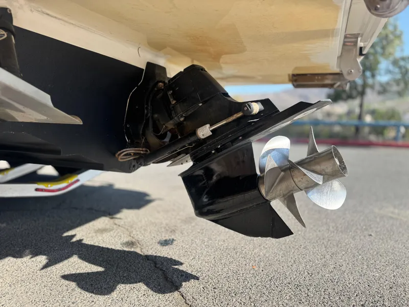 Slide: The Image of Close-up of 2015 Sea Ray 270 SDX boat propeller on pavement. - 9
