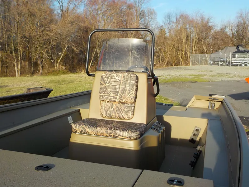 Slide: The Image of 2025 G3 Gator Tough 18 CC boat with camouflage seats. - 6