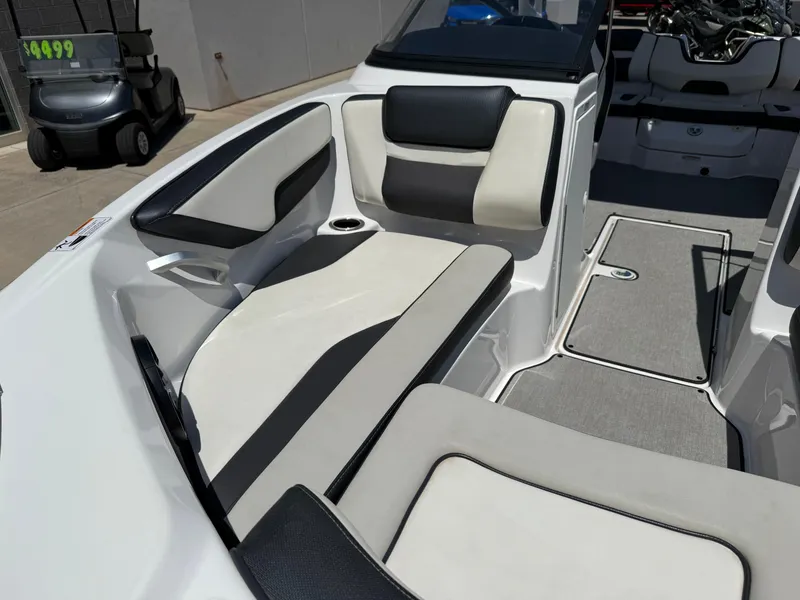 Slide: The Image of 2021 Yamaha Boats AR195 interior with sleek seating and modern design. - 35