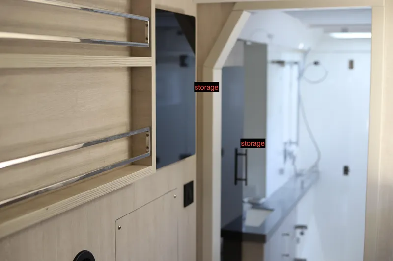 Slide: The Image of Interior of 2020 Robertson Leopard with storage shelves and modern design. - 39