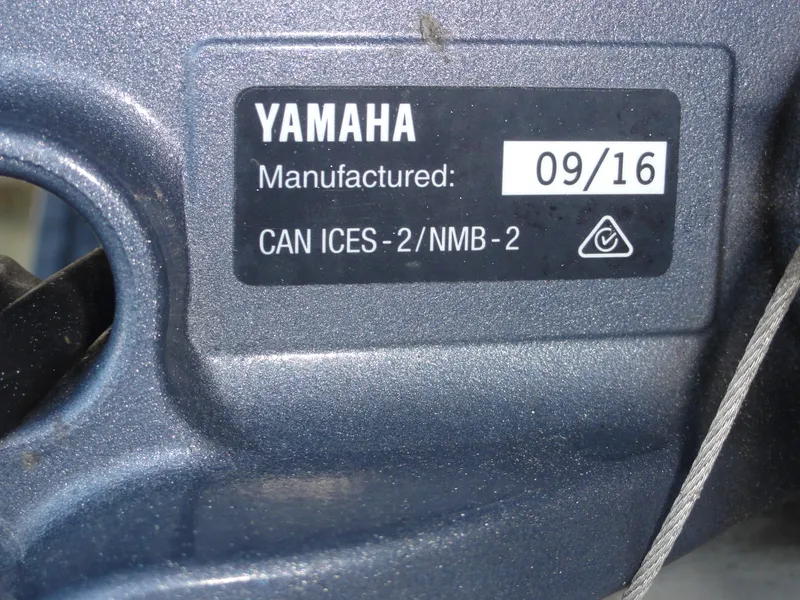 Slide: The Image of Yamaha engine label on 2017 Sea Fox 249 Avenger, manufactured 09/16, CAN ICES-2/NMB-2 compliance. - 19