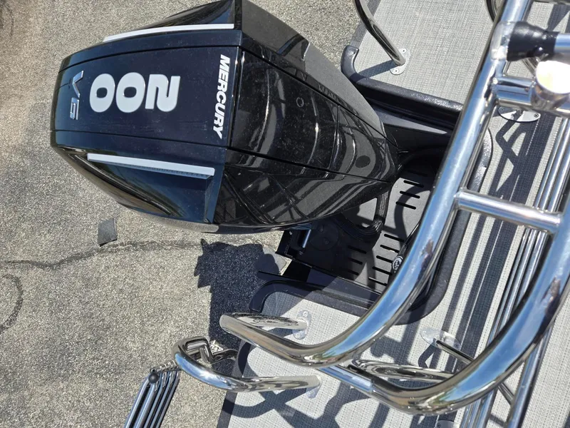 Slide: The Image of 2024 Starcraft Sls3qdh boat with Mercury V6 outboard motor, viewed from above. - 10