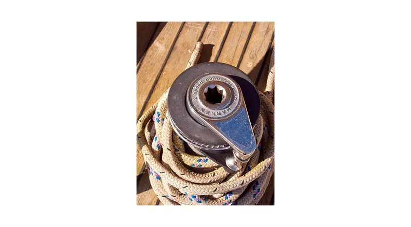 Slide: The Image of Radar equipment on Wauquiez Centurion 45 sailboat mast, clear blue sky background. - 17