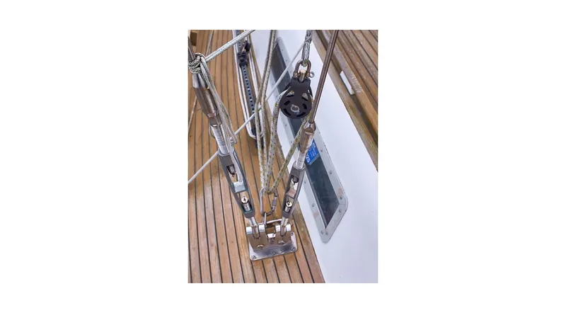 Slide: The Image of Ropes and winch on a 1992 Wauquiez Centurion 45 sailboat deck. - 22