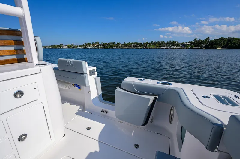 Slide: The Image of 2026 Phenom 34 Center Console boat interior with scenic water view. - 42
