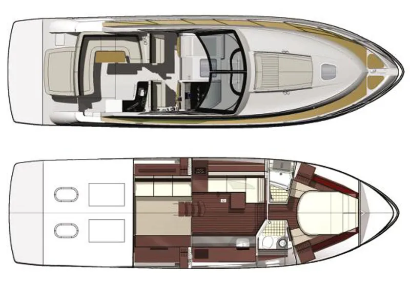 Slide: The Image of Manufacturer Provided Image: Top and interior view of 2013 Sea Ray 450 Sundancer yacht layout. - 10