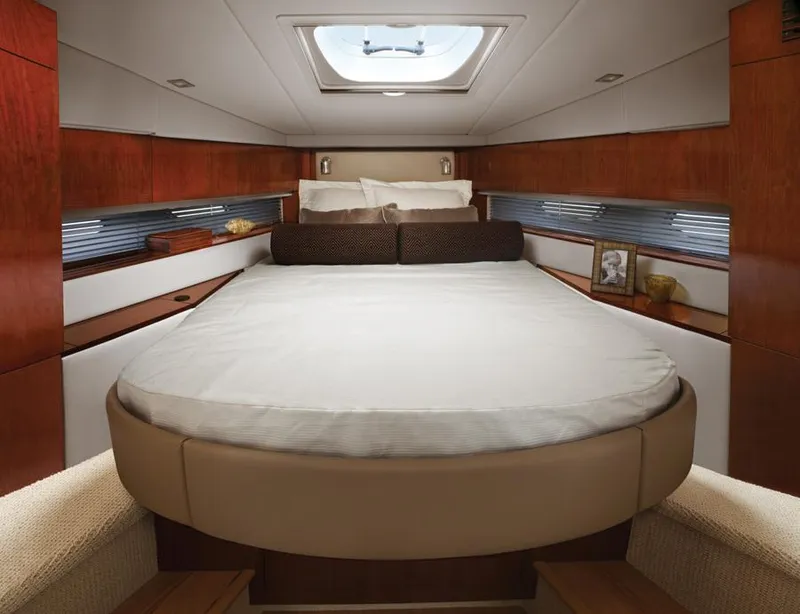 Slide: The Image of Manufacturer Provided Image: Luxurious bedroom interior of 2013 Sea Ray 450 Sundancer yacht with skylight. - 8