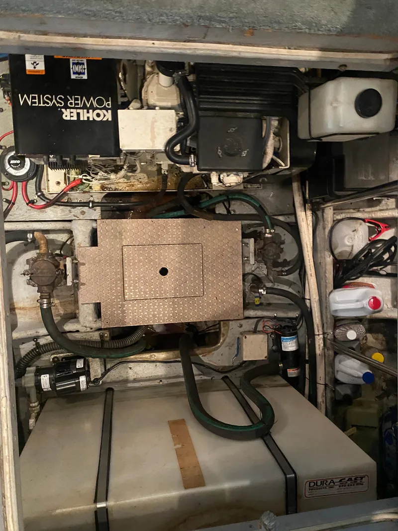 Slide: The Image of Engine room of a 1997 Silverton 372 Motor Yacht with Kohler power system. - 41