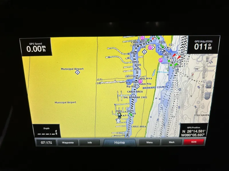 Slide: The Image of GPS navigation screen on a 2017 NauticStar 2602 Legacy boat, showing Broward County waterways. - 9