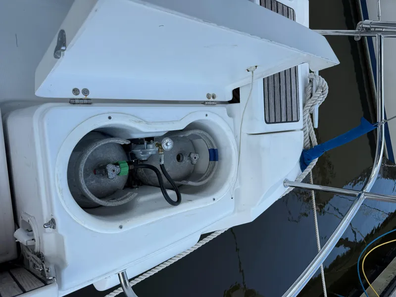 Slide: The Image of Propane storage compartment on a 2015 Jeanneau 409 sailboat. - 14