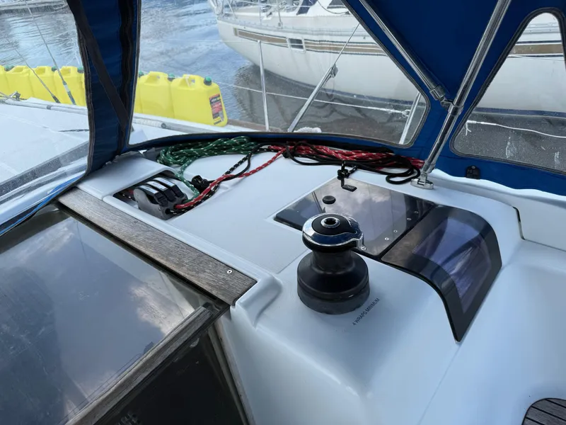Slide: The Image of Cockpit of 2015 Jeanneau 409 sailboat with winch and control panel. - 8