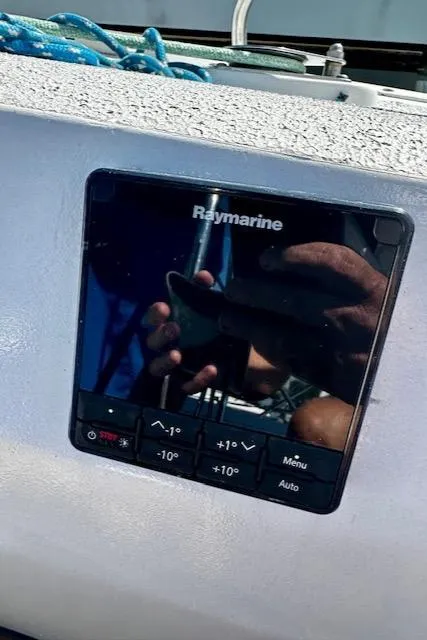 Slide: The Image of Raymarine control panel on 1986 Hunter Legend 45 sailboat. - 21