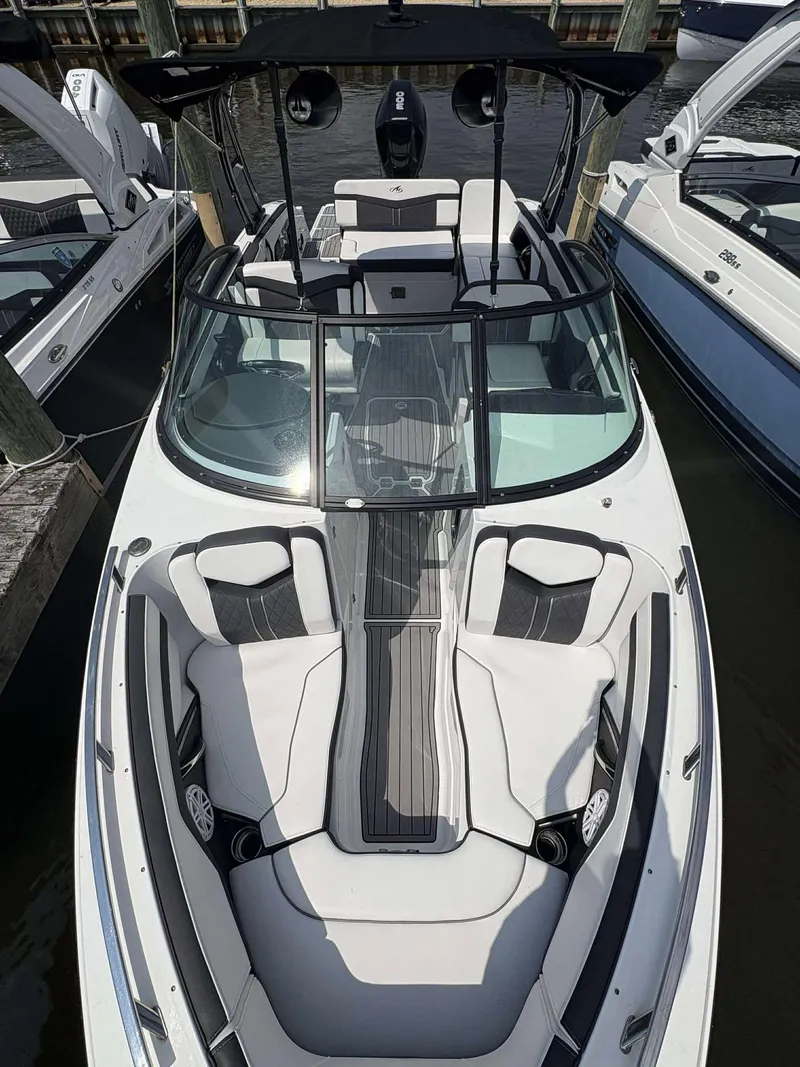 Slide: The Image of 2021 Monterey 255 Super Sport boat with sleek design and spacious seating. - 3