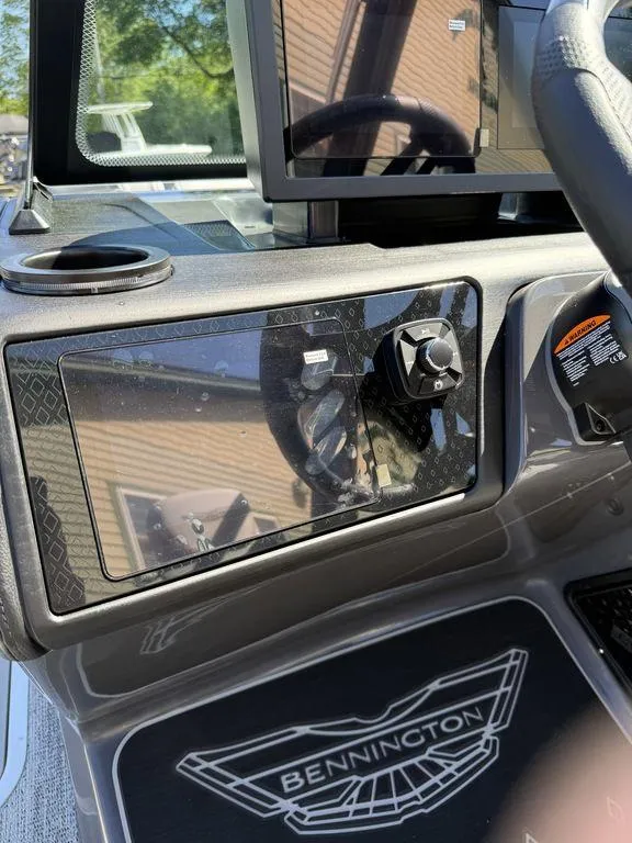 Slide: The Image of Luxurious seating on 2026 Bennington M Swingback 24 MSB pontoon boat, featuring elegant design. - 18