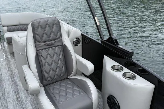 Slide: The Image of Luxurious seating on 2026 Bennington RX Sport Quad Bench 23 RXFB pontoon boat. - 12