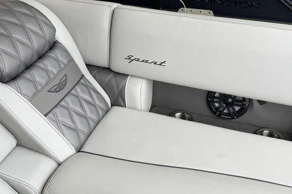 Slide: The Image of Luxurious seating in the 2026 Bennington RX Sport Quad Bench 23 RXFB boat. - 29
