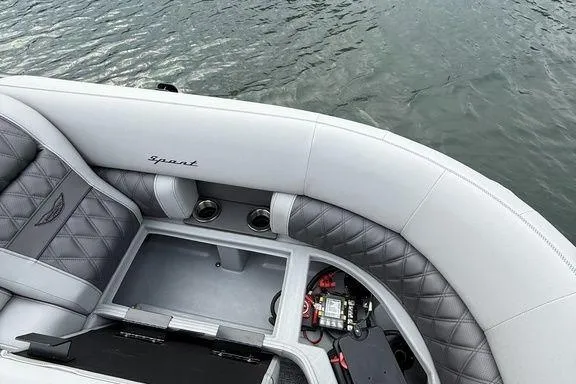 Slide: The Image of Luxurious interior of 2026 Bennington RX Sport Quad Bench 23 RXFB pontoon boat. - 6