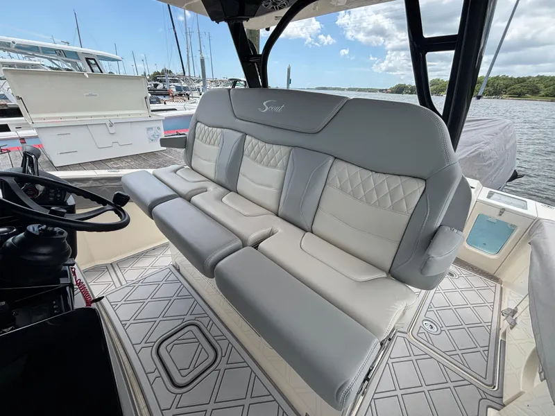 Slide: The Image of 2024 Scout 377 LXF Triple Wide Helm Seat with bolsters and arm rest down - 27