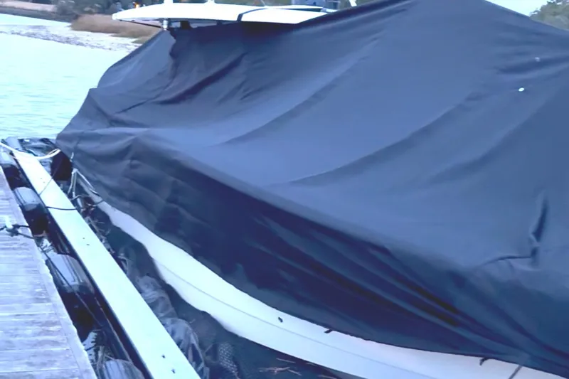 Slide: The Image of 2024 Scout 377 LXF Custom Full Vessel Cover - Sunbrella - 41