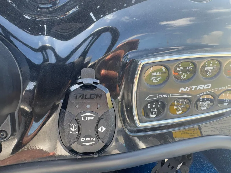 Slide: The Image of Control panel of a 2019 Nitro Z20 boat with Talon anchor controls. - 19