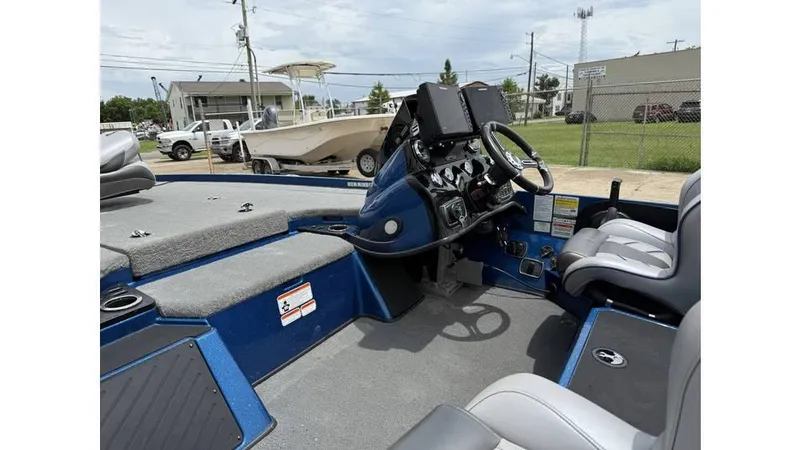 Slide: The Image of 2019 Nitro Z20 boat interior with steering wheel, seats, and control panel. - 8