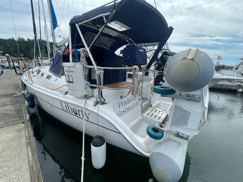 Slide: The Image of Hunter 36 sailboat, 2004 model, docked in Poulsbo, Washington marina. - 5